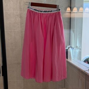 Miu Miu Vibrant Pink Midi Skirt